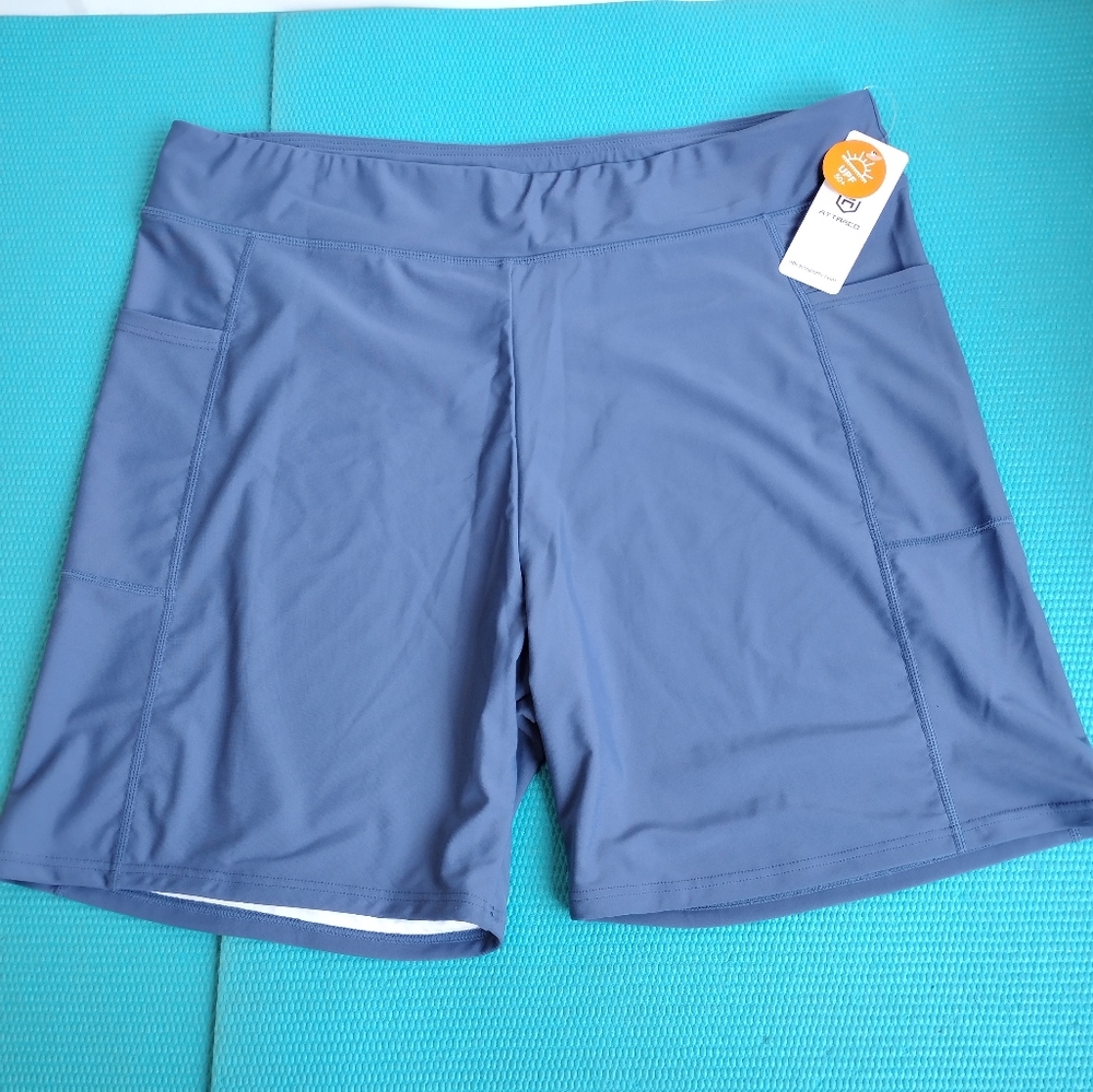 Attraco  Sports Women's 50+ UPF Swim Shorts Blue Size 2X